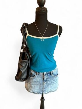 Joe Boxer Women’s Classic Teal Spaghetti Strap Tank with Contrast Trim, Size S
